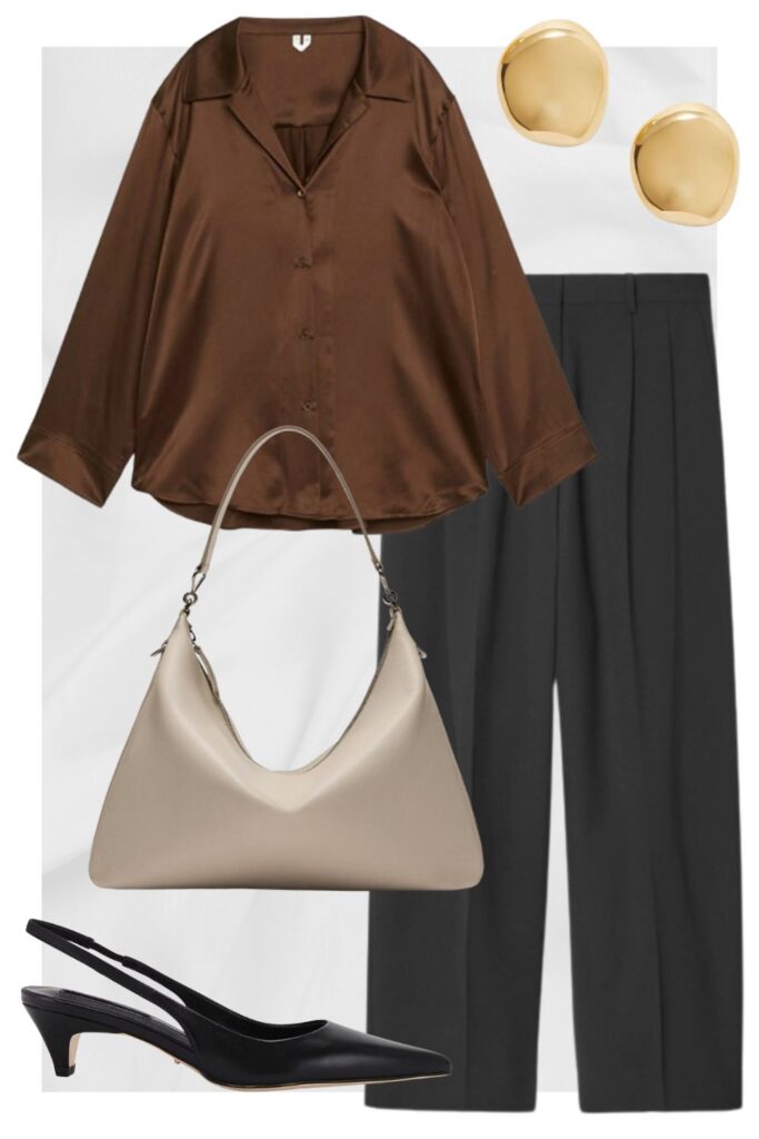 brown silk shirt