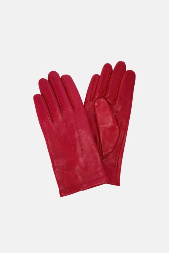 red leather gloves